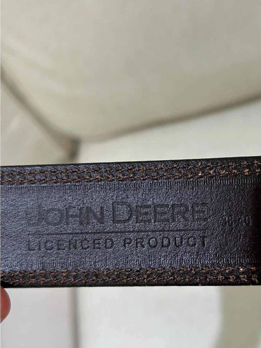 John Deere Men’s Brown Embossed Leather Belt Silver Buckle Size 38-40 Western